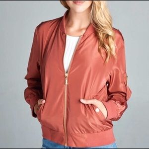 🔥🆕 SMALL Salmon Classic Silky Bomber Jacket